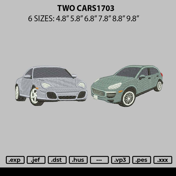 Two Cars 1703 Embroidery File 6 sizes