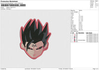 Vegeta's head Embroidery File 6 size