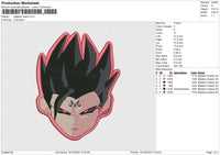 Vegeta's head Embroidery File 6 size