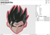 Vegeta's head Embroidery File 6 size