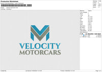 Velocity motorcars Embroidery File 6 size