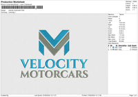 Velocity motorcars Embroidery File 6 size