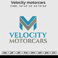 Velocity motorcars Embroidery File 6 size