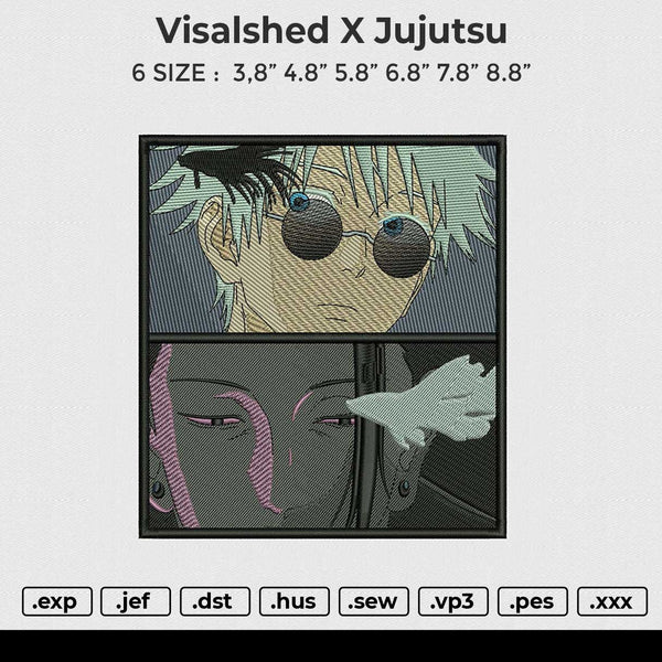 Visalshed X jujutsu Embroidery File 6 size