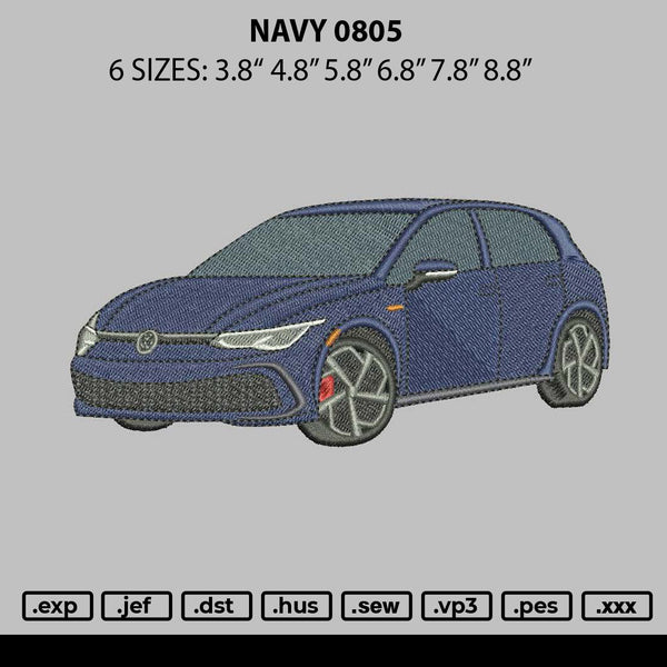 Navy Car 0805 Embroidery File 6 sizes
