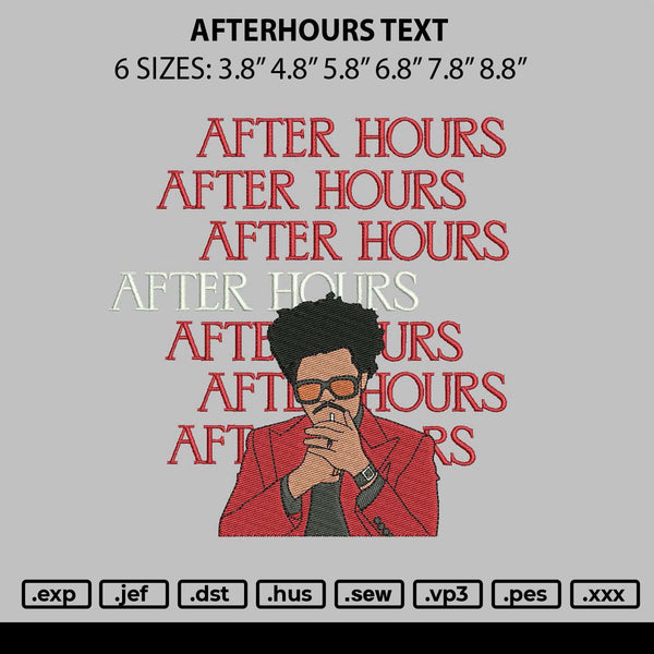 Afterhours Text 02 Embroidery File 6 sizes