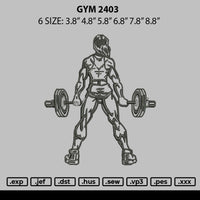 Gym 2403 Embroidery File 6 sizes