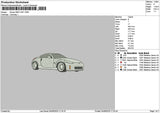 White Car Nissan 0406 Embroidery File 6 sizes