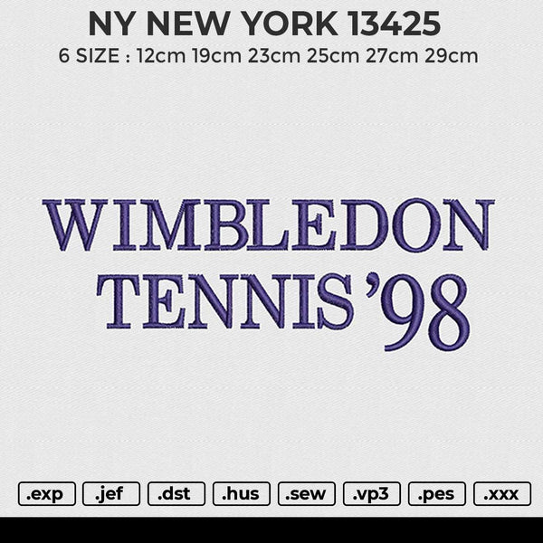 Wimbledon Embroidery File 6 size