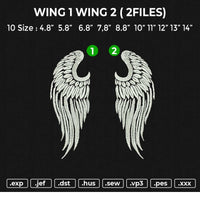 WING 1 WING 2 Embroidery File 10 size