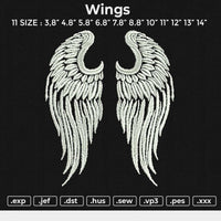 Wings Embroidery File 6 sizes