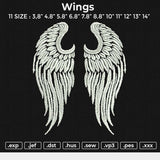 Wings Embroidery File 6 sizes
