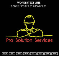 Workertext Line Embroidery File 6 sizes