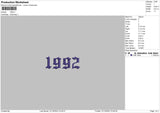 1992 Number Embroidery File 6 sizes