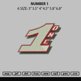 Number 1 Embroidery File 6 sizes