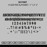 3d Font Embroidery File 6 sizes