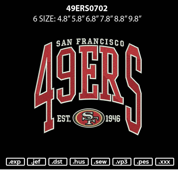 49ers0702 Embroidery File 6 sizes