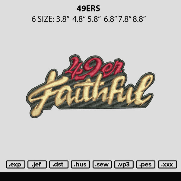 49ers Embroidery File 6 sizes