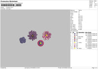 4 Flowers Embroidery File 6 sizes