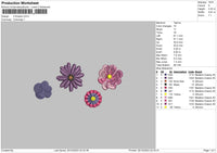 4 Flowers Embroidery File 6 sizes