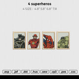 4 superheros Embroidery File 6 size