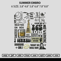 summer Embro Embroidery File 6 sizes