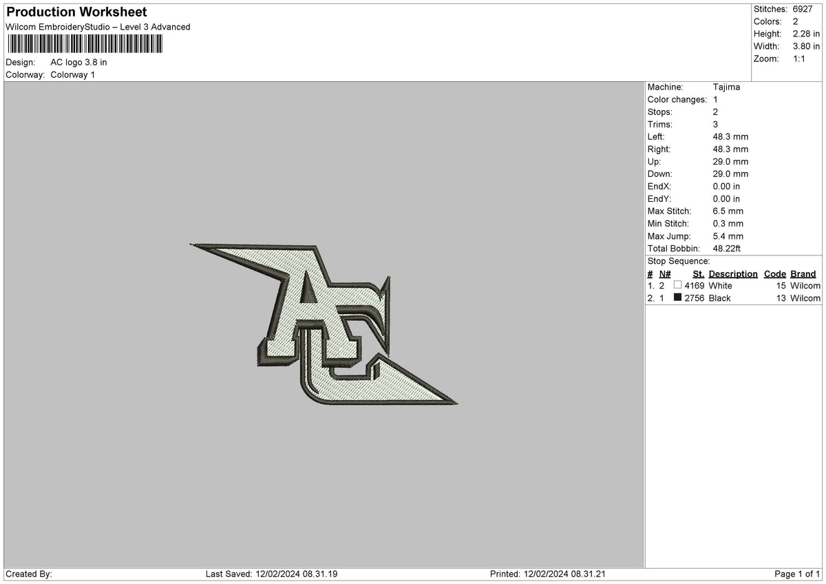 Ac Text Embroidery File 6 sizes – embrostudio