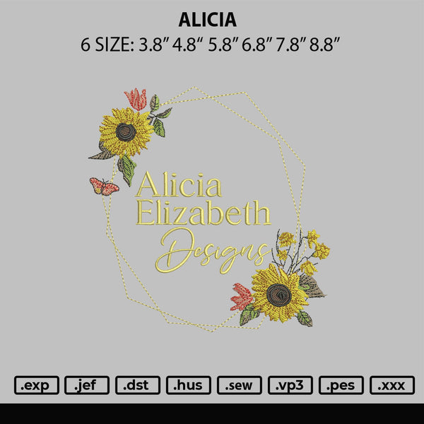 Alicia Embroidery File 6 sizes