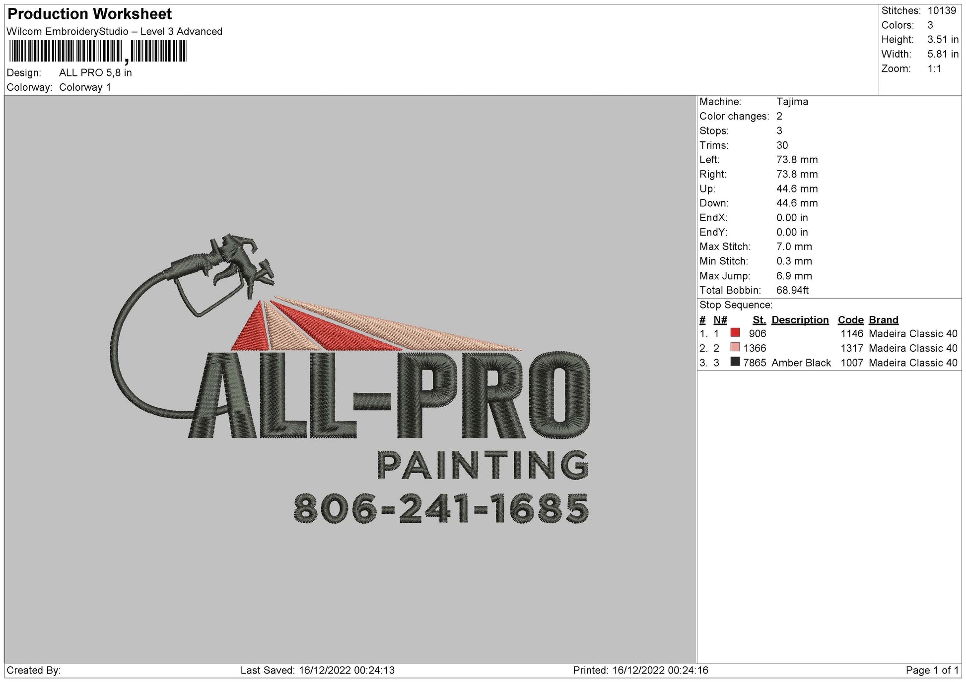 All Pro Embroidery File 6 sizes embrostudio