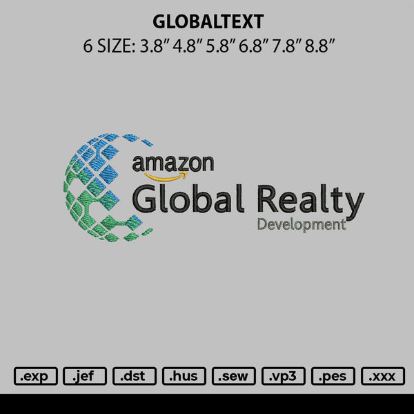 Globaltext Embroidery File 6 sizes