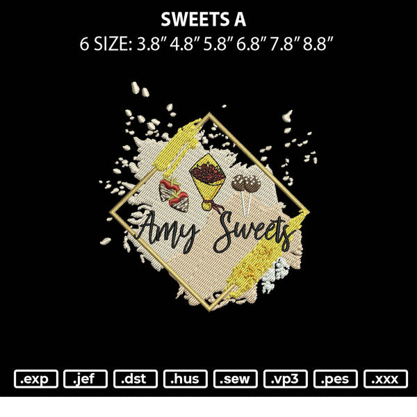 Sweets A Embroidery File 6 sizes