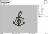 Music J Embroidery File 6 sizes