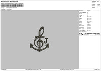 Music J Embroidery File 6 sizes