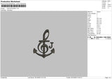 Music J Embroidery File 6 sizes