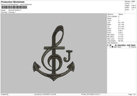 Music J Embroidery File 6 sizes