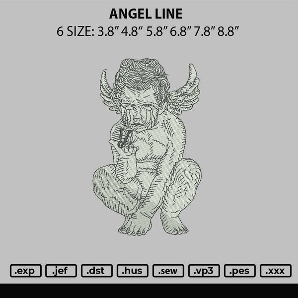 Angel LineEmbroidery File 6 sizes