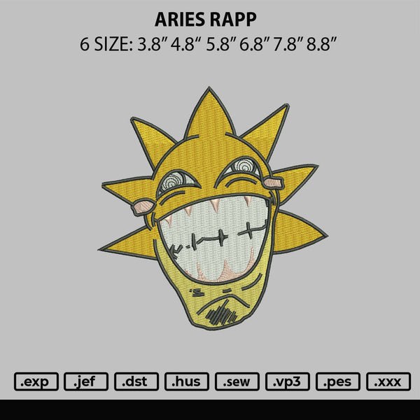 Aries Rapp Embroidery File 6 sizes