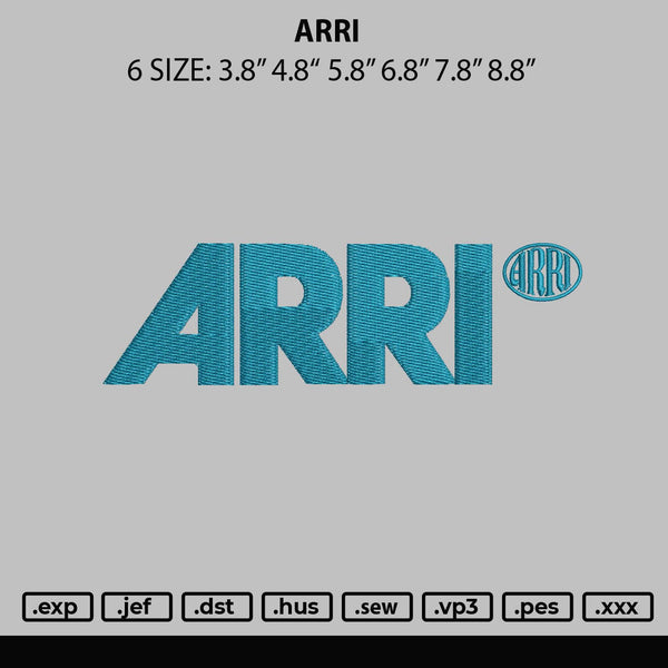 Arri Embroidery File 6 sizes