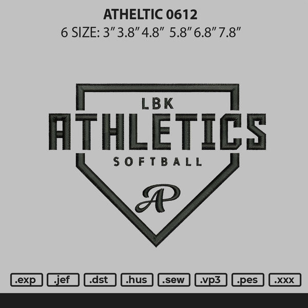 Athletic 0612 Embroidery File 6 sizes