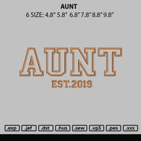 Aunt Embroidery File 6 sizes