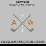 Golfstick 1612 Embroidery File 6 sizes