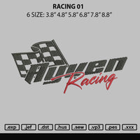 Racing 01 Embroidery File 6 sizes