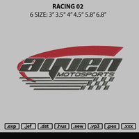 Racing 02 Embroidery File 6 sizes