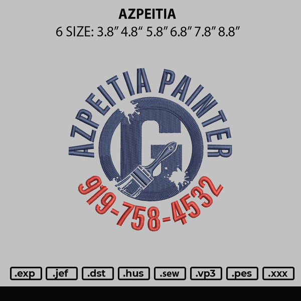 Azpeitia Embroidery File 6 sizes