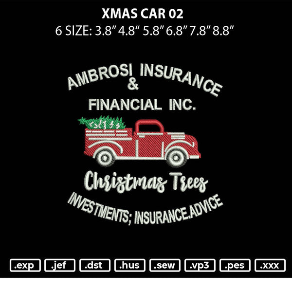 Xmas Car 02 Embroidery File 6 sizes