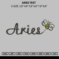 Aries Text Embroidery File 6 sizes