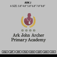 Ark J Embroidery File 6 sizes