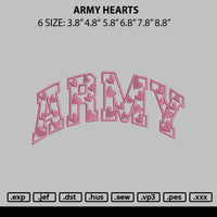 Army Hearts Embroidery File 6 sizes