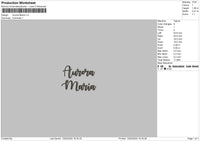 Aurora Text Embroidery File 6 Sizes