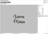 Aurora Text Embroidery File 6 Sizes